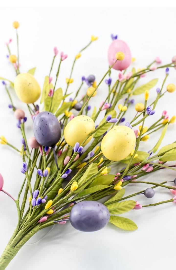 Yellow, Pink, & Lavender Easter Eggs Berry Bush - 19" - Greenery Market65652-YELPKLV