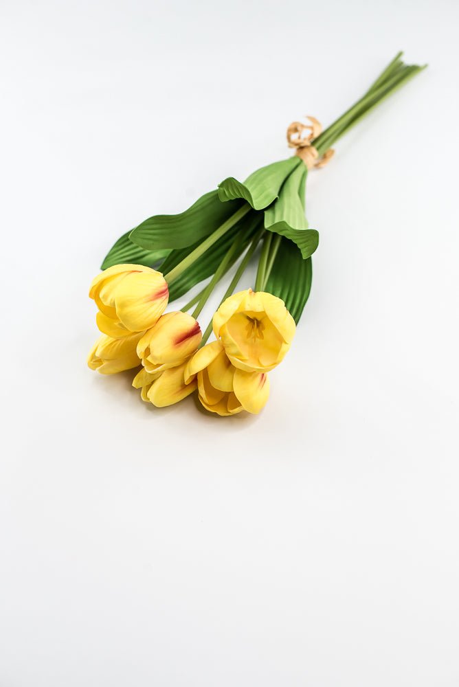 Yellow, real touch, artificial tulip bundle - Greenery Market3876-YCER