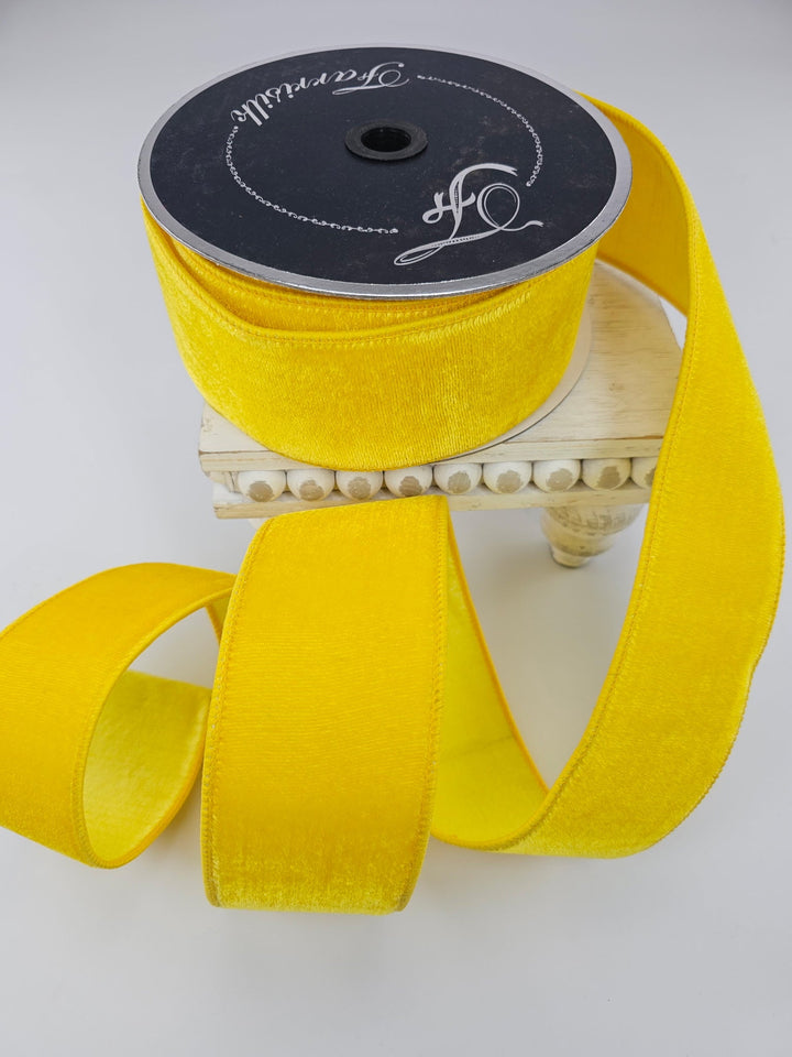 Yellow Velvet Luster Farrisilk Wired Ribbon - 2.5" - Greenery MarketRibbons & TrimRV002 - 46