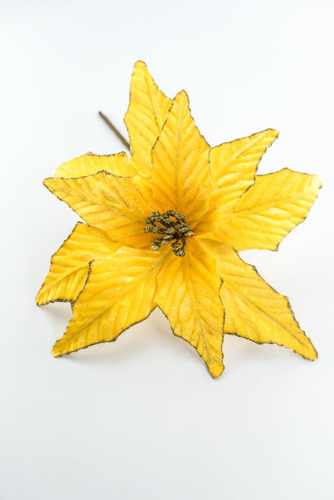 Yellow Velvet Poinsettia Pick - Greenery Market85730YW