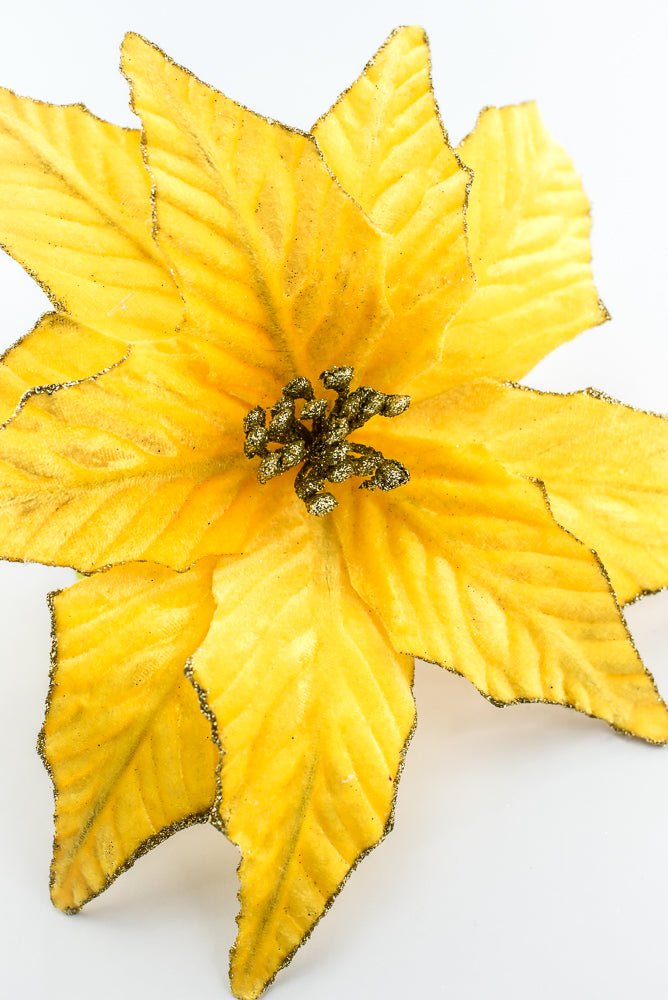 Yellow Velvet Poinsettia Pick - Greenery Market85730YW