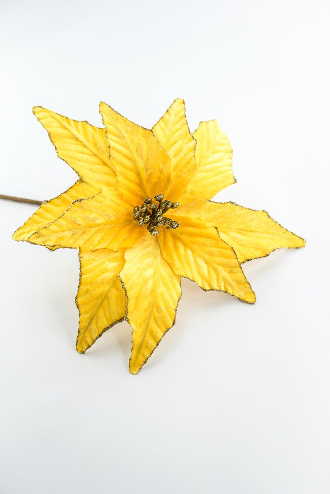 Yellow Velvet Poinsettia Pick - Greenery Market85730YW