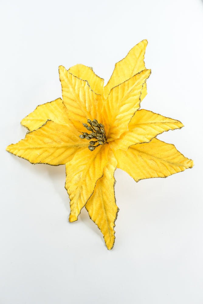 Yellow Velvet Poinsettia Pick - Greenery Market85730YW