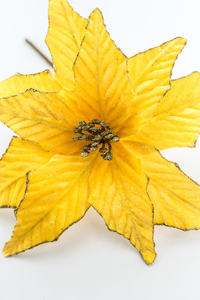 Yellow Velvet Poinsettia Pick - Greenery Market85730YW