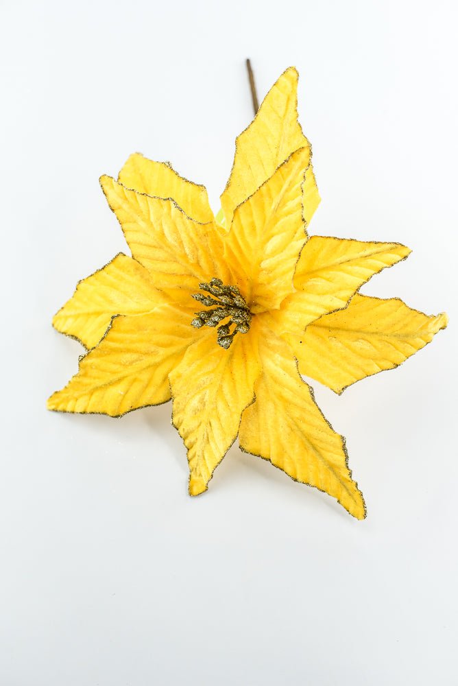 Yellow Velvet Poinsettia Pick - Greenery Market85730YW