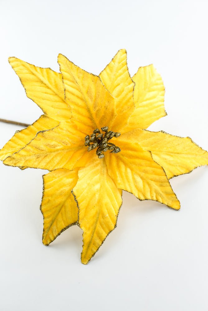 Yellow Velvet Poinsettia Pick - Greenery Market85730YW