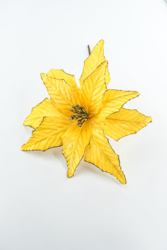 Yellow Velvet Poinsettia Pick - Greenery Market85730YW