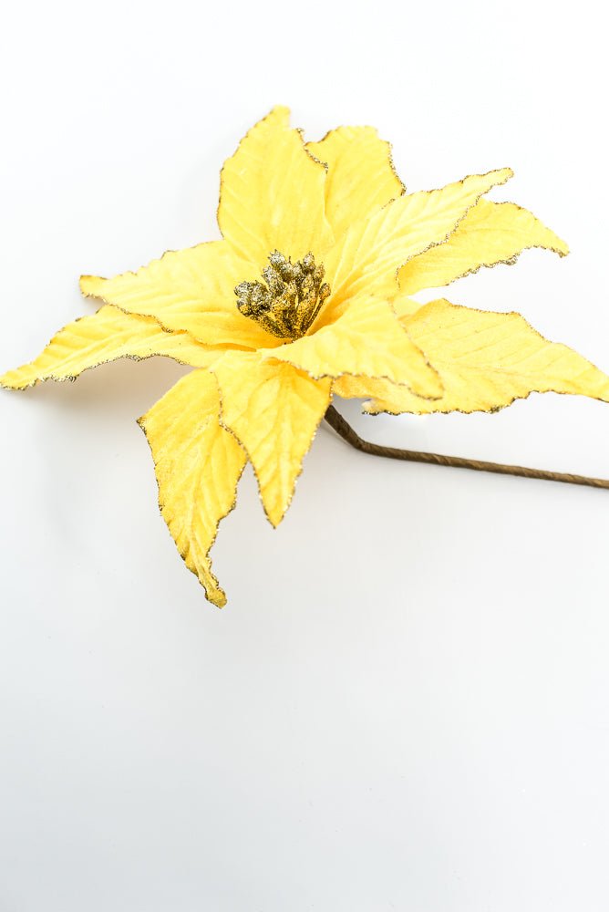 Yellow Velvet Poinsettia Pick - Greenery Market85730YW
