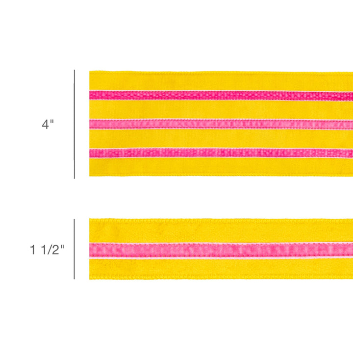 Yellow With Pink Trim Wired Velvet Ribbon - 1.5" - Greenery MarketWired Ribbon7020W-662-38E