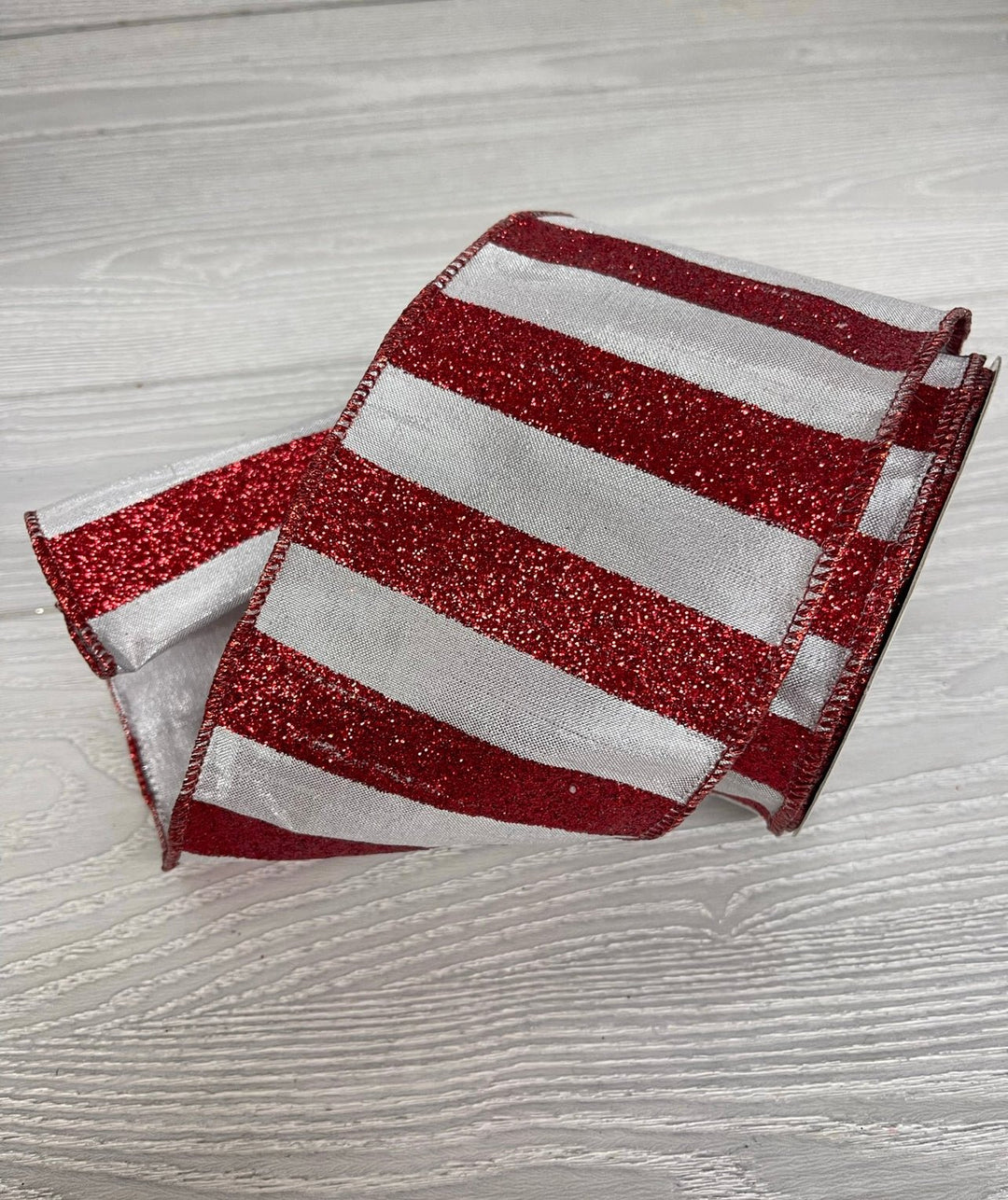 4" wired red and white stripe wired ribbon - Greenery MarketWired ribbonMTX64999