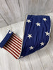 Americana Stars and Stripes embroidered 4” ribbon - Greenery Market Wired ribbon
