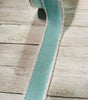 aqua linen with white fluffy edge 1.5” wired ribbon - Greenery MarketWired ribbon110642 AQUA