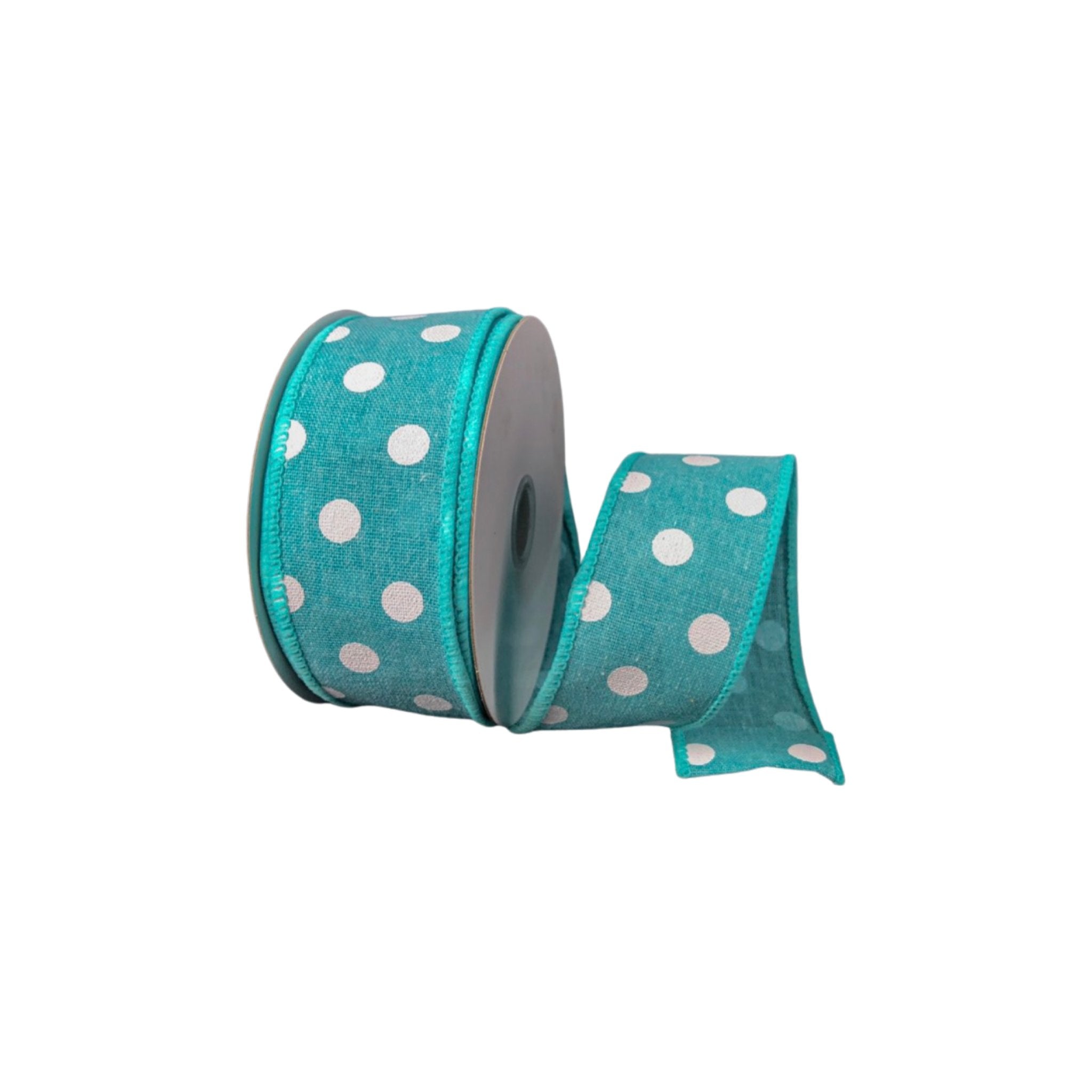 Aqua with white polka dots wired ribbon 1.5" - Greenery MarketWired ribbon41243-09-45