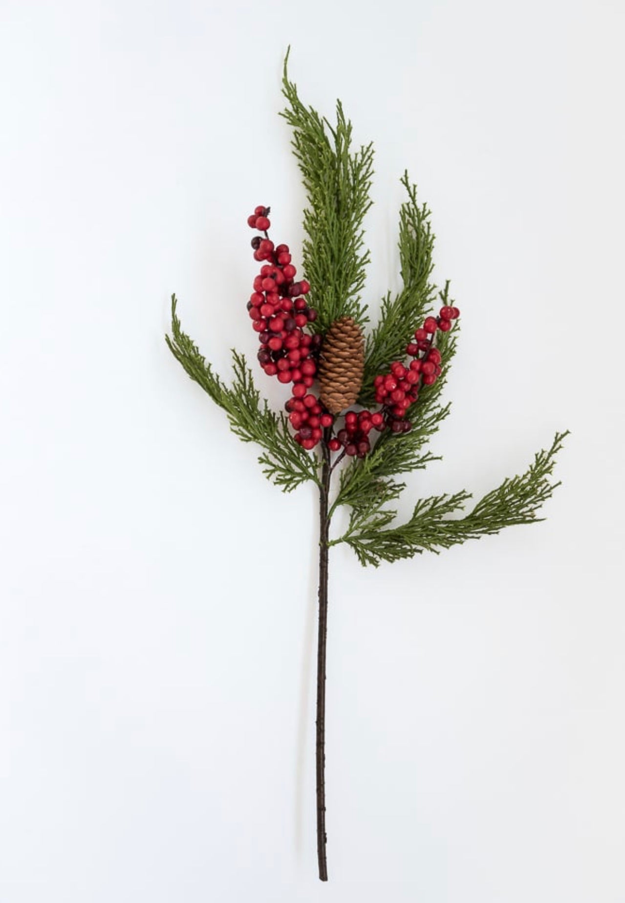 Artificial Pine Branches With Cone And Red Berries Stock Photo