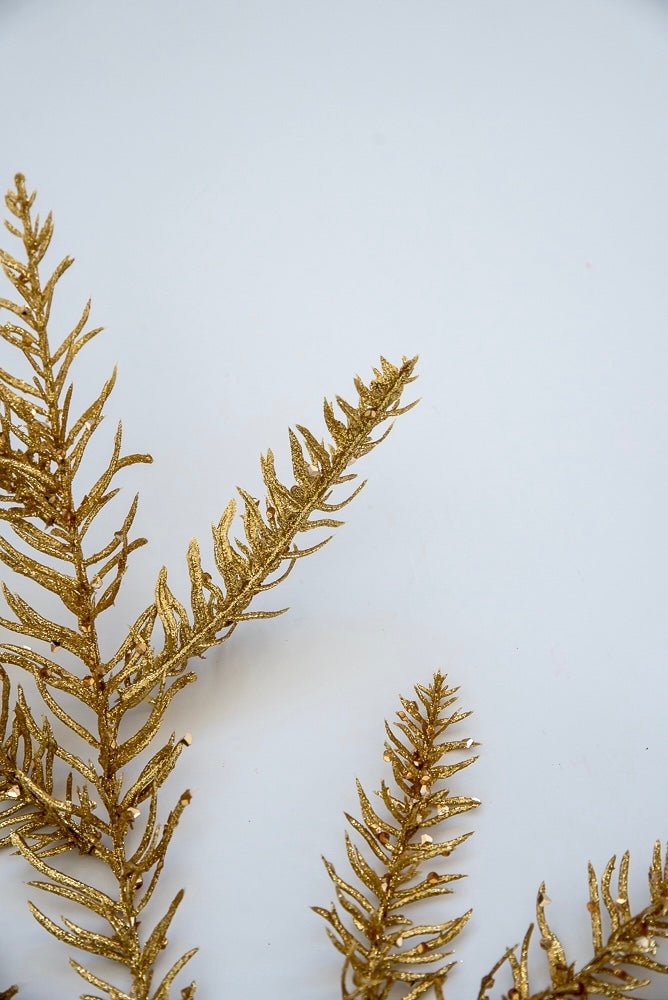 Artificial gold glitter noble fir spray - Greenery MarketArtificial FloraXS217108