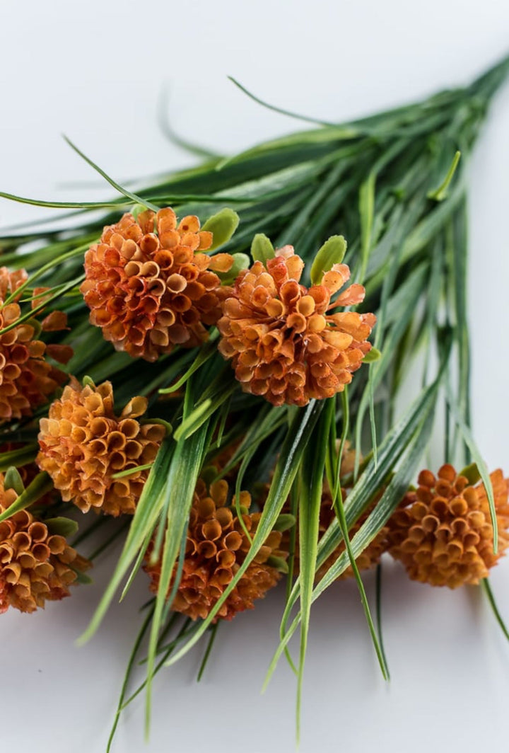 Artificial Grass and allium bush - orange - Greenery Marketartificial flowers83364-OR