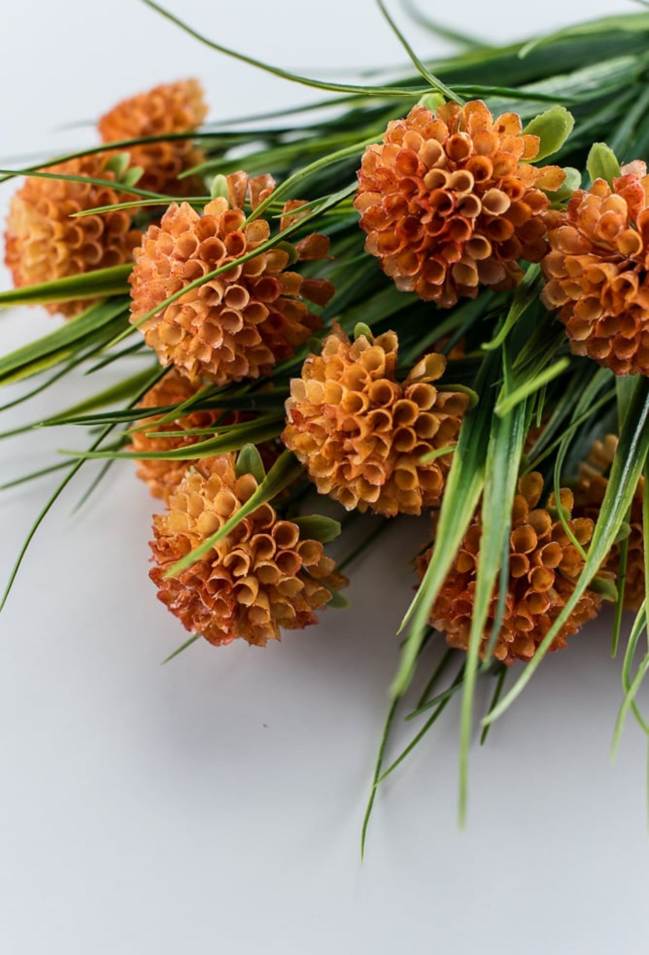 Artificial Grass and allium bush - orange - Greenery Marketartificial flowers83364-OR