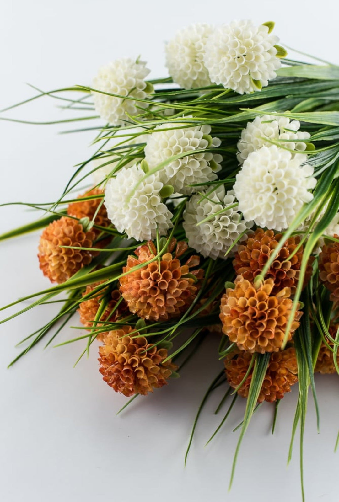 Artificial Grass and allium bush - orange - Greenery Marketartificial flowers83364-OR