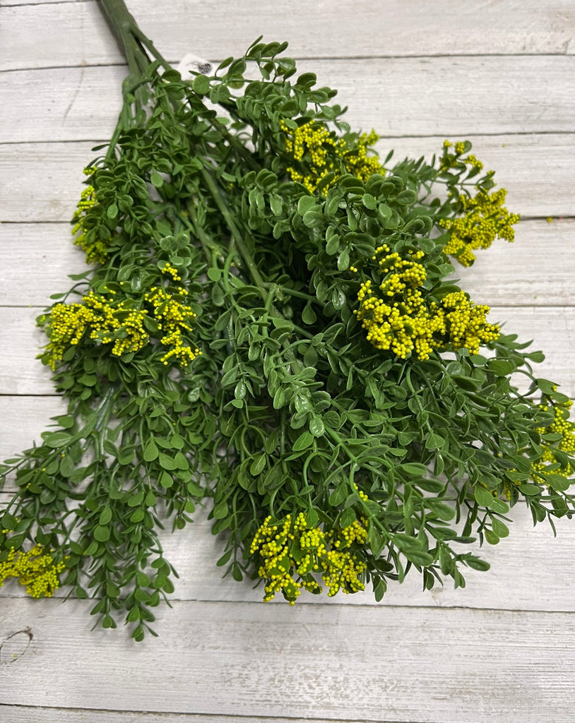 Artificial greenery boxwood leaves bush with yellow Greenery Market