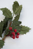 Artificial holly and red berries pick - Greenery MarketXf550-g