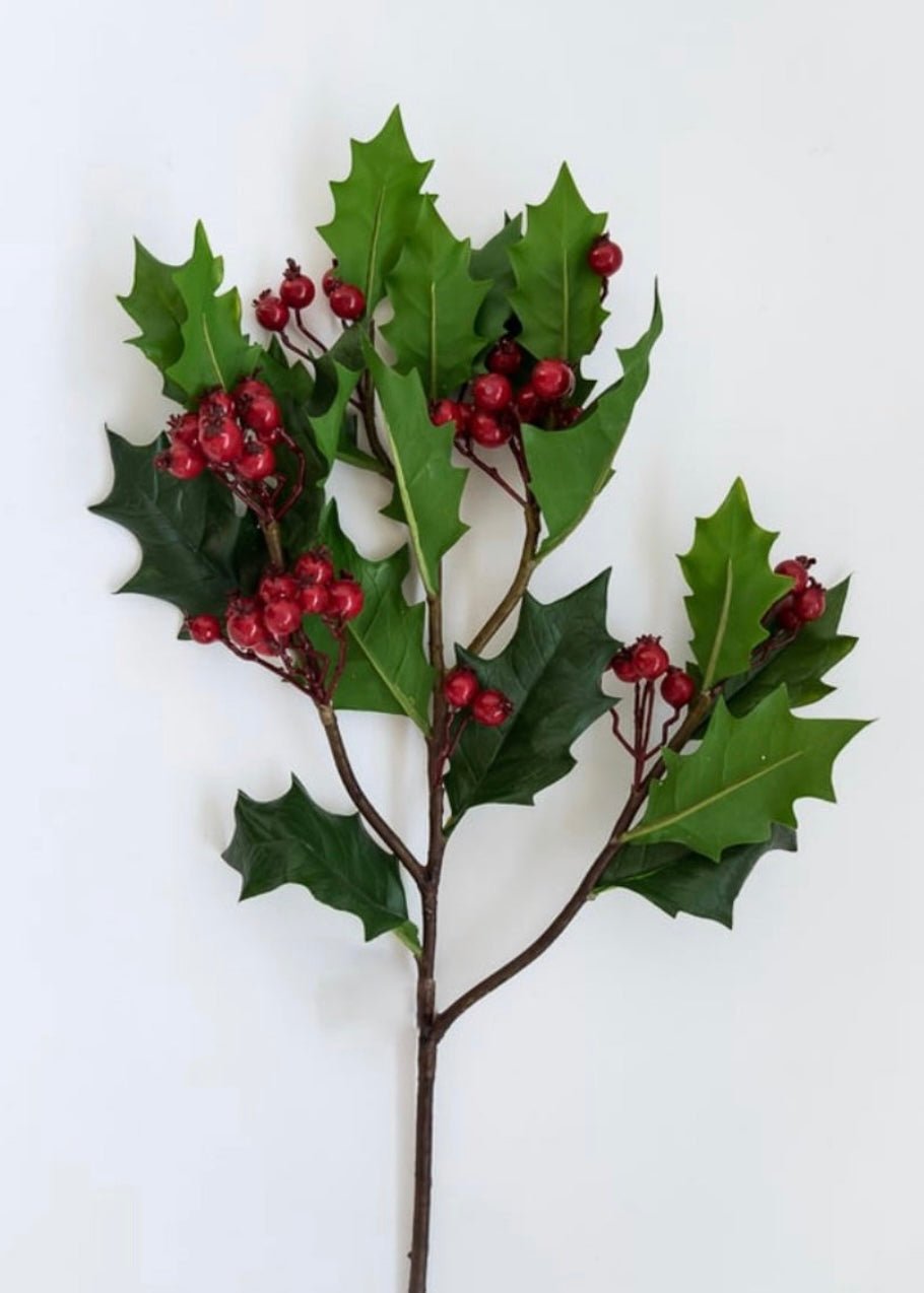 Artificial holly and red berries spray - Greenery Marketgreenery2827142RD