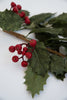 Artificial holly and red berries spray - Greenery MarketXf551-g