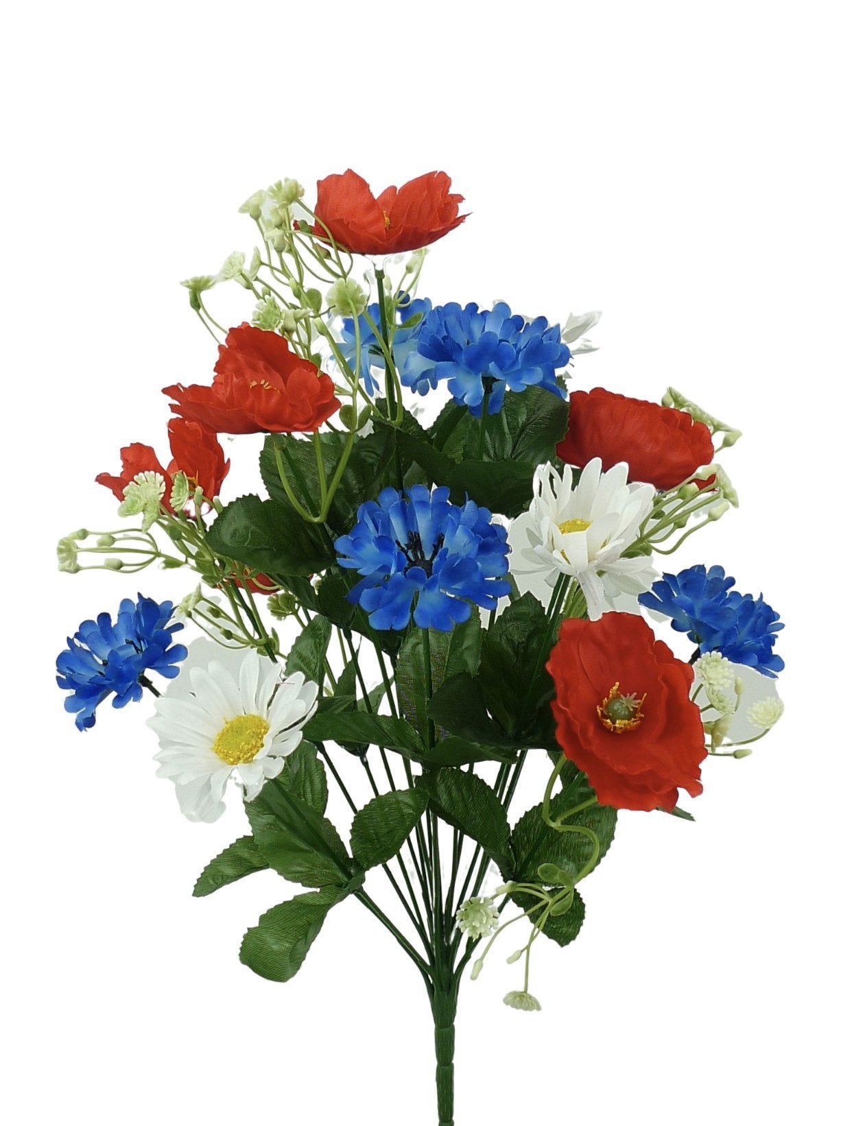 Artificial poppies, mixed patriotic flowers, red white and blue - Greenery Marketartificial flowers35082rwb