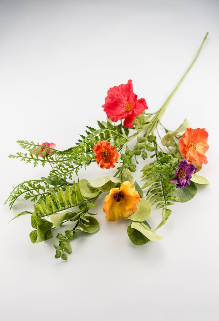 Artificial poppy and fern spray - Greenery MarketPM3214