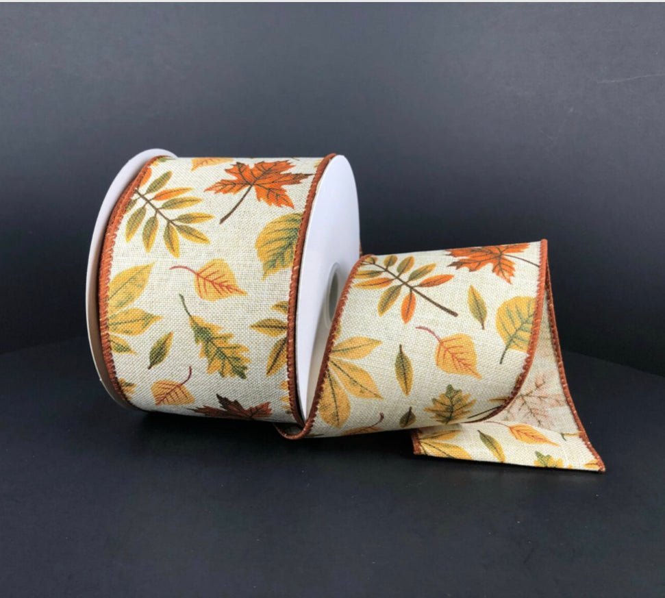autumn leaves 2.5” wired ribbon - Greenery MarketWired ribbon61208-40-08