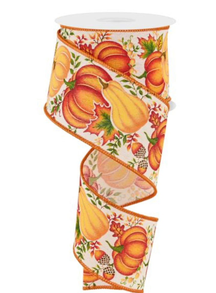 Autumn Mixed Pumpkin wired ribbon - Greenery MarketWired ribbonRGE19879E