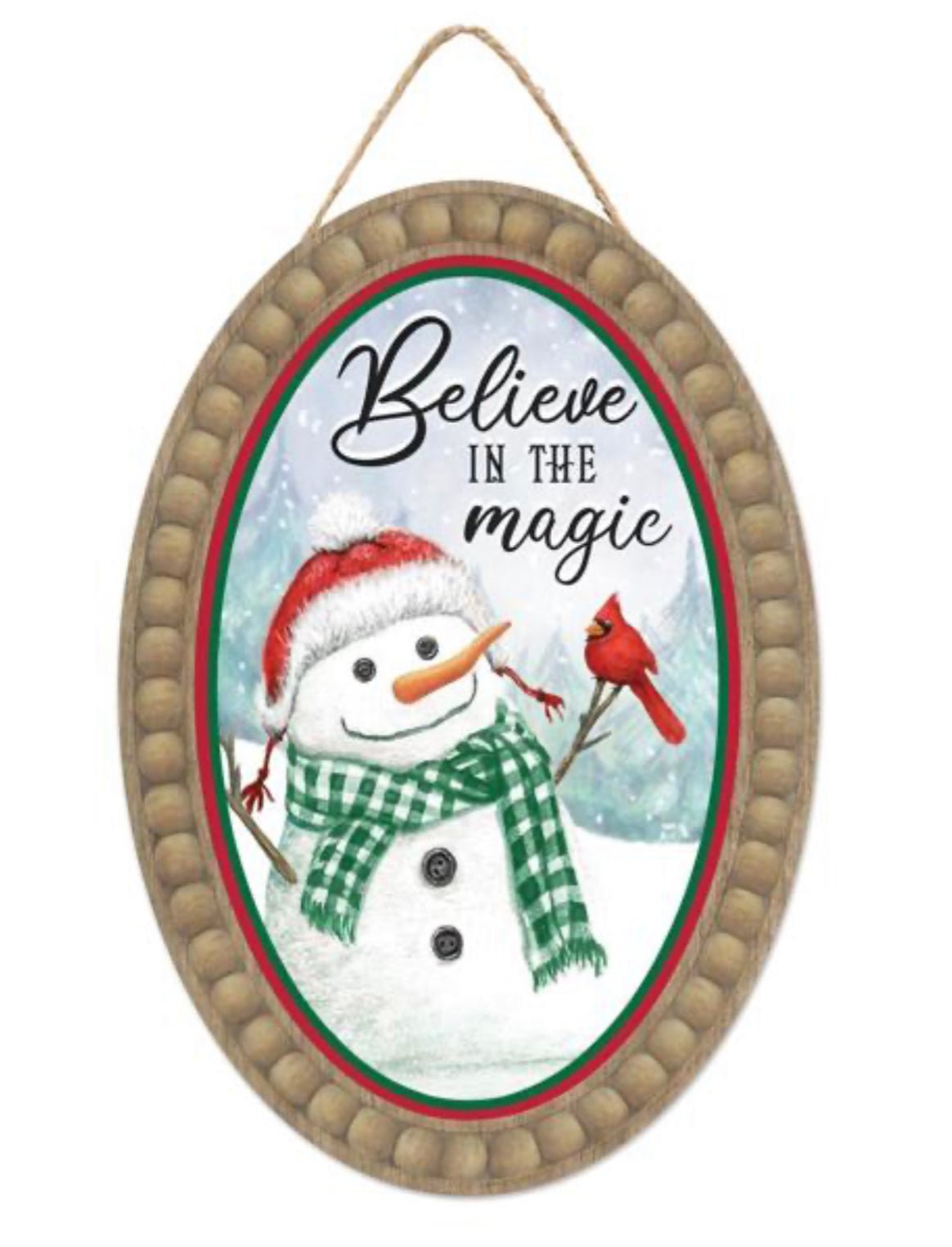 Believe in the magic snowman and cardinal sign - Greenery Marketsigns for wreathsAP7302