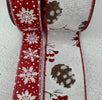 Berries, snowflakes, and pinecone Christmas bow bundle x 2 ribbons - Greenery MarketRibbons & TrimPineconeflakesx2