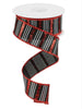 Black and red glittered stripe wired 1.5” - Greenery MarketWired ribbonRGC133802