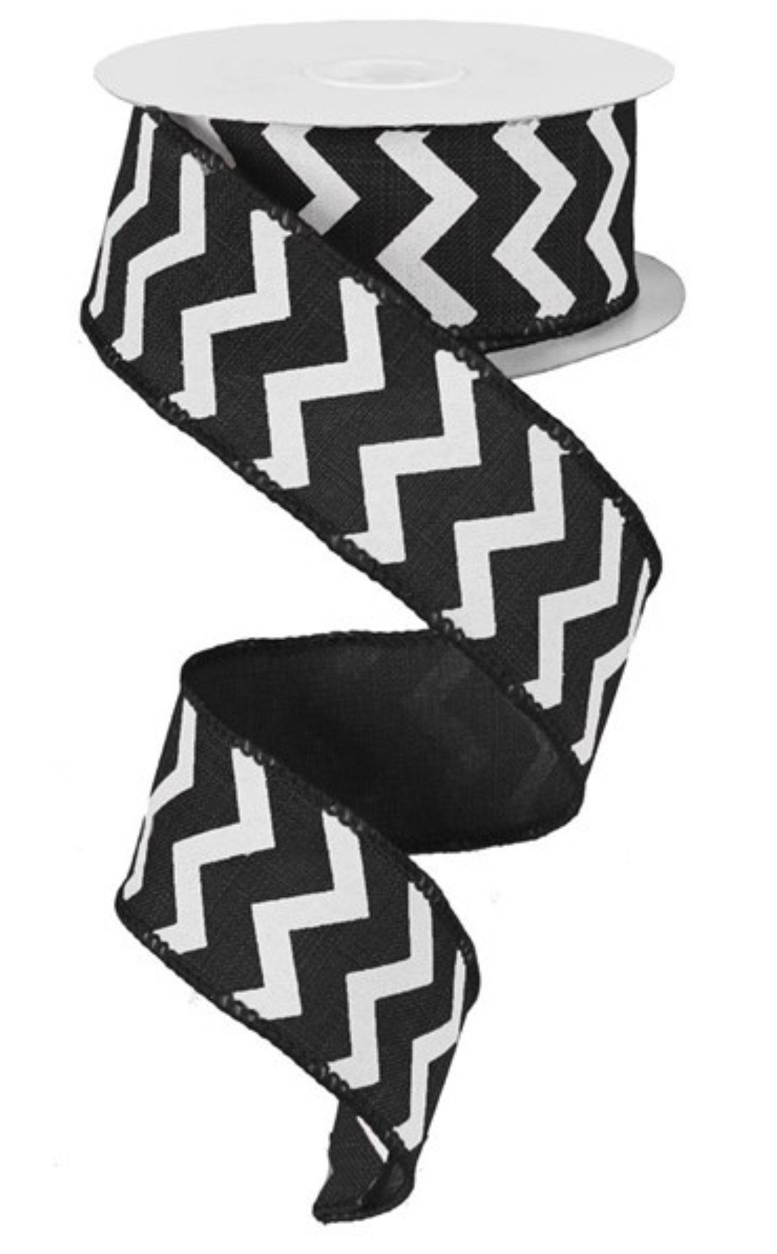 Black and white chevron wired ribbon - 1.5” - Greenery Market Wired ribbon