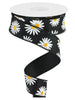 Black and white daisy wired ribbon - Greenery MarketWired ribbonRGC173902