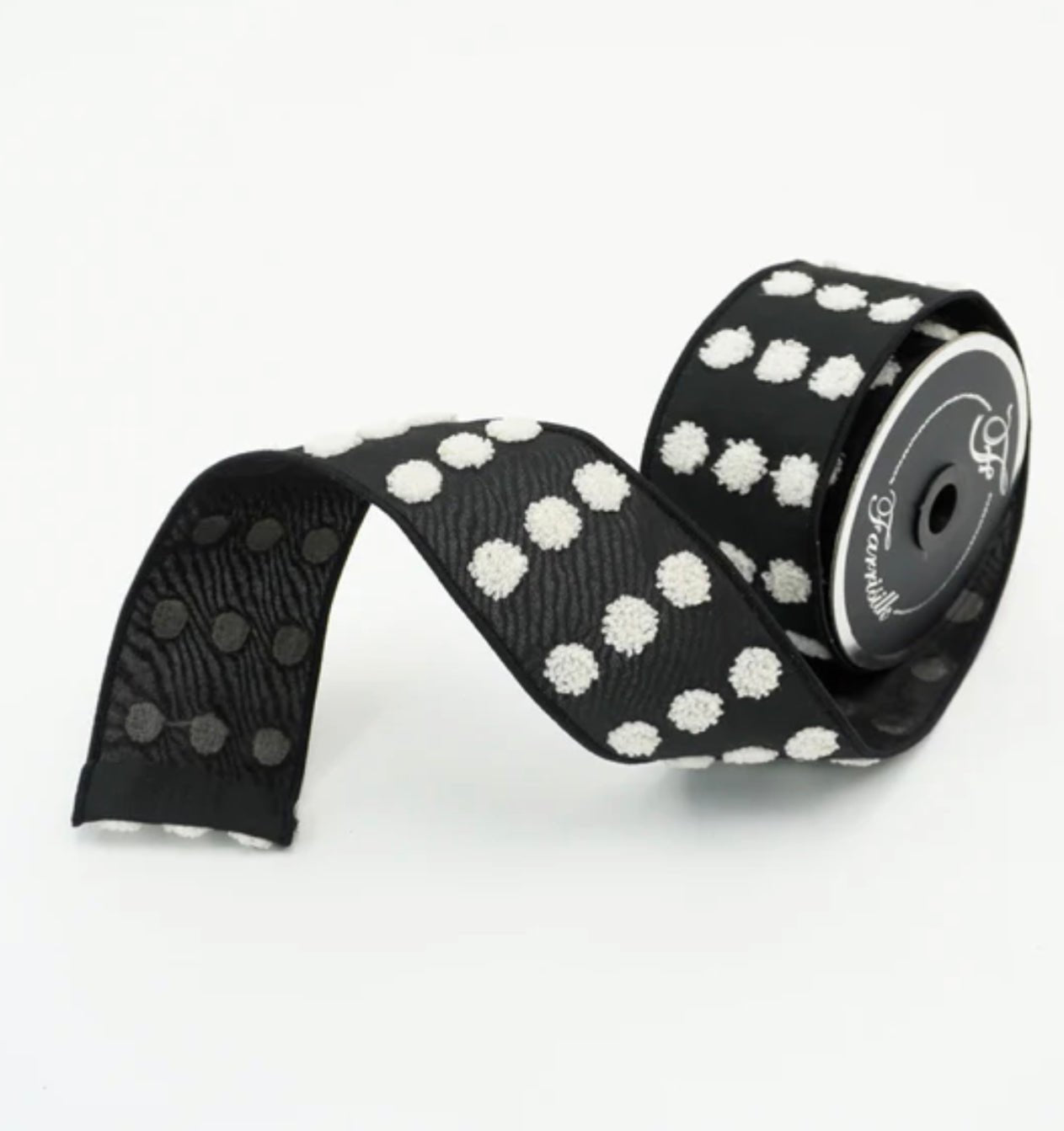 Black and white raised polkadots 2.5” wired ribbon - Greenery MarketRibbons & TrimRK123-92