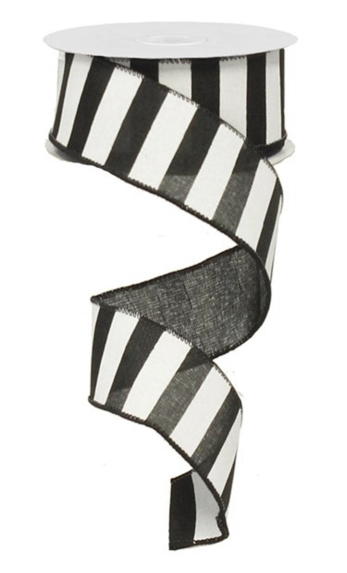 Black and white stripe wired ribbon - 1.5” - Greenery Market Wired ribbon