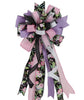 Black, pink, purple and blue floral ribbon, 2.5" wired - Greenery MarketWired ribbonrge113302