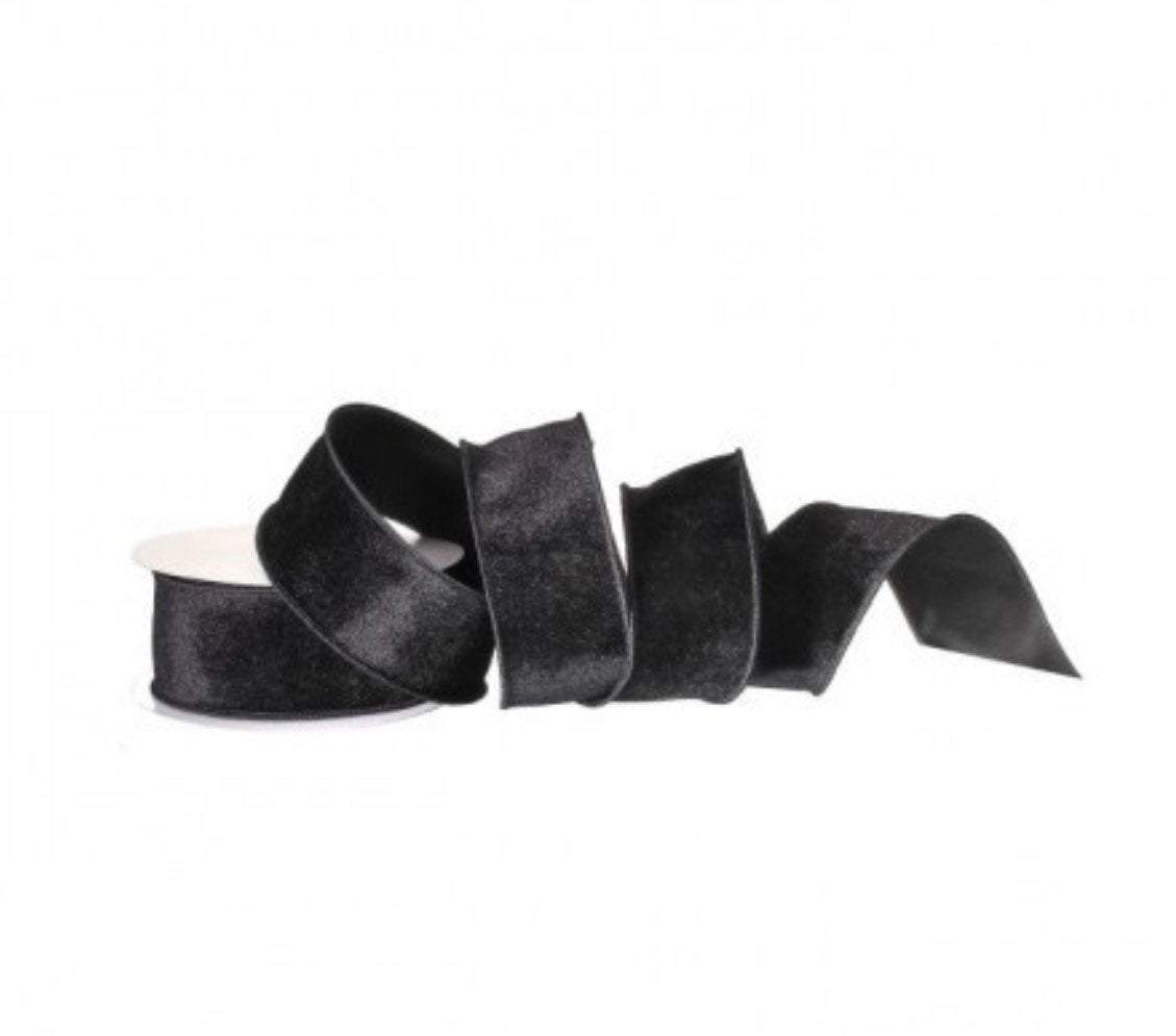 Black velvet ribbon, 2.5” designer black velvet ribbon - Greenery Market Wired ribbon