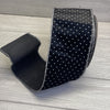 Black velvet wired ribbon with silver raised dots 4” - Greenery MarketMTX64932
