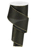 Black with gold Swiss dots wired 2.5” - Greenery MarketWired ribbonRG0190802