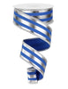 blue and metallic silver stripe 1.5" wired ribbon - Greenery MarketRibbons & TrimRGE14286w