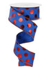 Blue and red mettalic polka dot wired ribbon 1.5” - Greenery MarketWired ribbonRge166425
