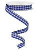 Blue and white classic Gingham wired ribbon, 5/8" 10 yards - Greenery MarketWired ribbonRGE120725