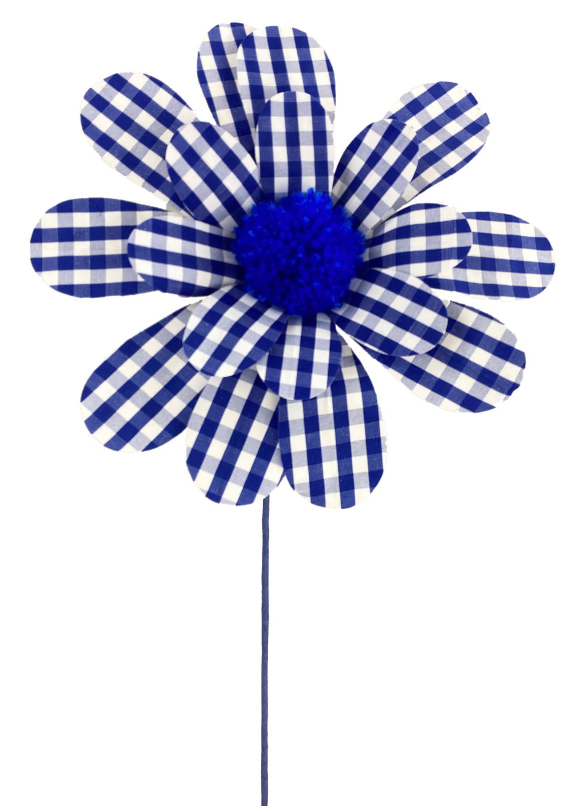 Blue and white Gingham sunflower pick - Greenery Marketartificial flowers62815BL