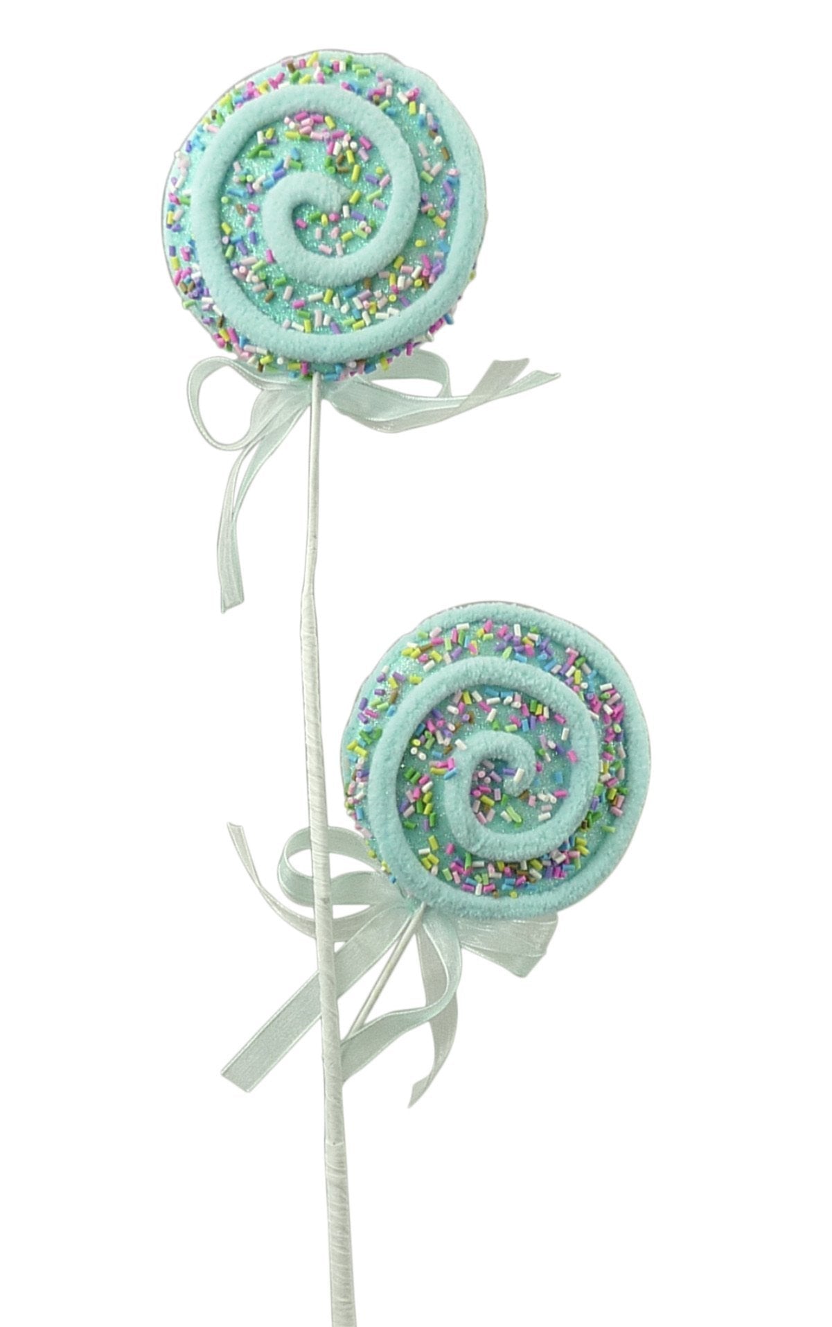 blue chenille trim lollipops spray with sprinkles - Greenery Market Ornaments