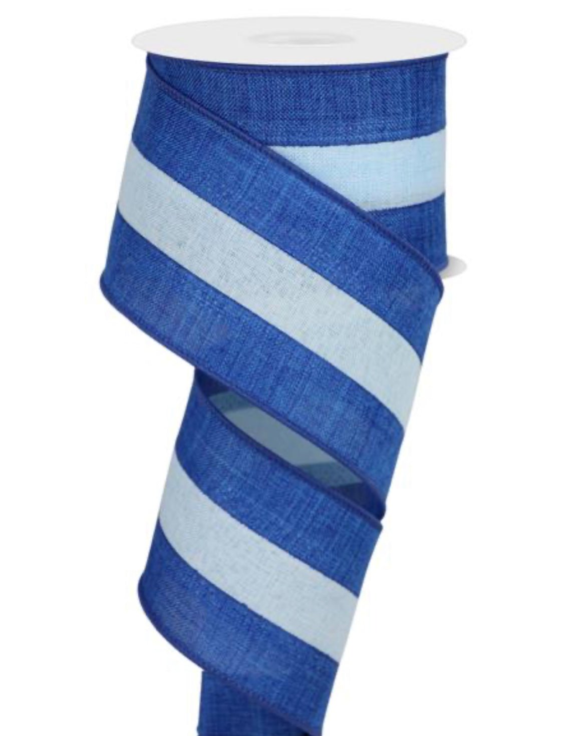 blue color stripe wired ribbon 2.5" - Greenery MarketWired ribbonRG01531AC