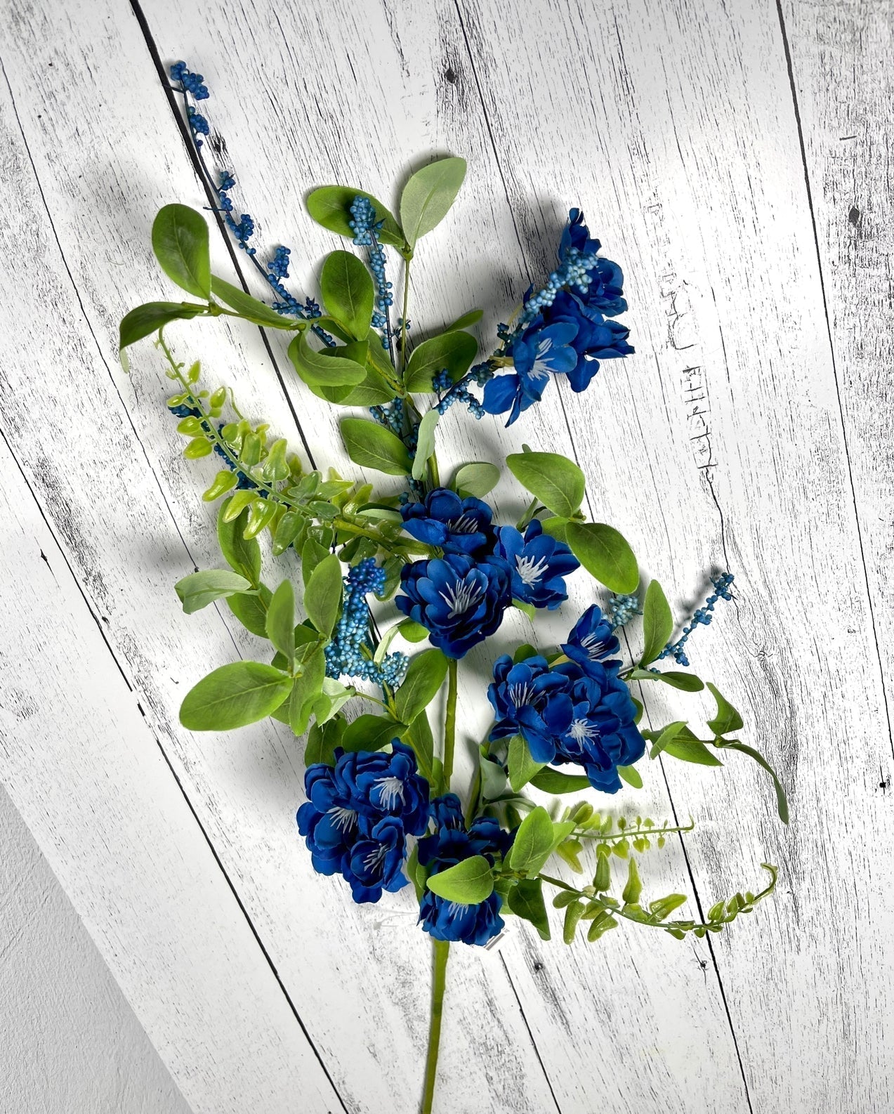 Blue flower blossom spray - Greenery MarketArtificial FloraGM4333BL