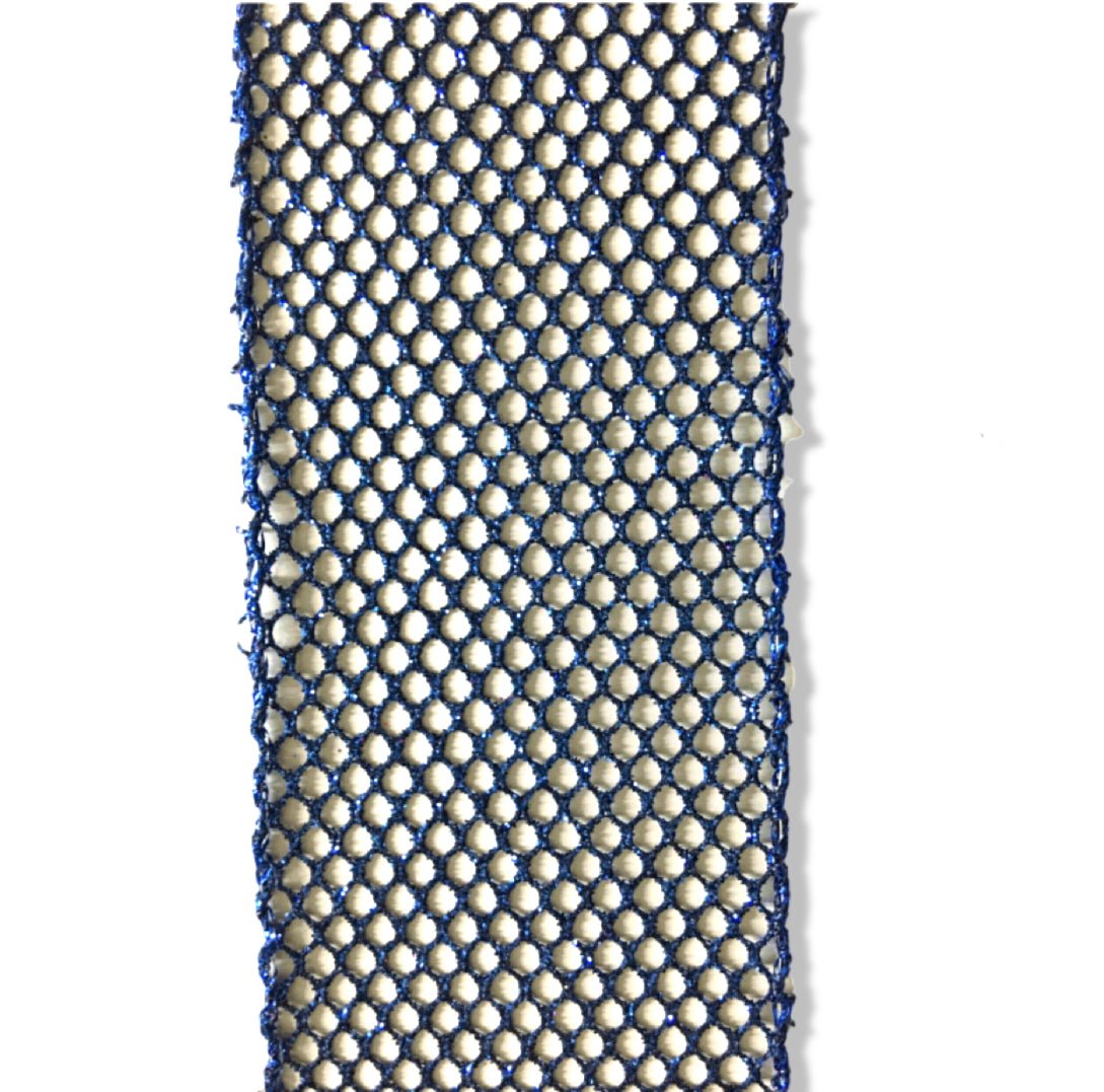 Blue glitter net wired ribbon, 2.5" - Greenery MarketRibbons & Trim180298