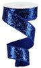 Blue Solid large glitter wired ribbon 1.5” - Greenery MarketWired ribbonRGA130025